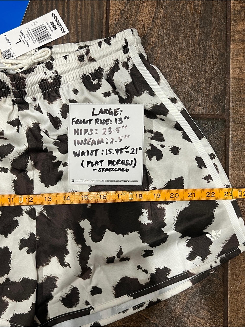 🤎🤍 adidas Cow Print Satin Shorts - SOLD OUT ONLINE! XXS, XS, L, XL Avail. - Picture 6 of 12